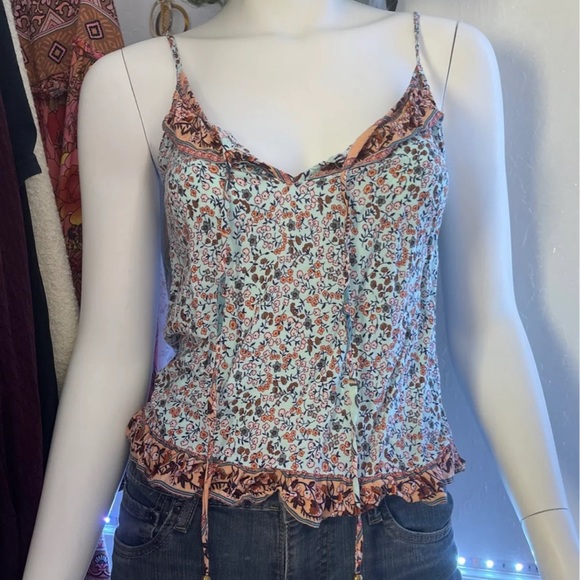 Aqua Ruffle Tank Top - Picture 2 of 8